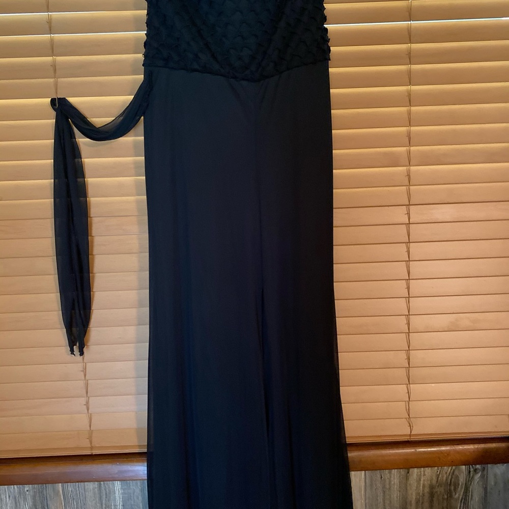 Solid black cocktail pantsuit
